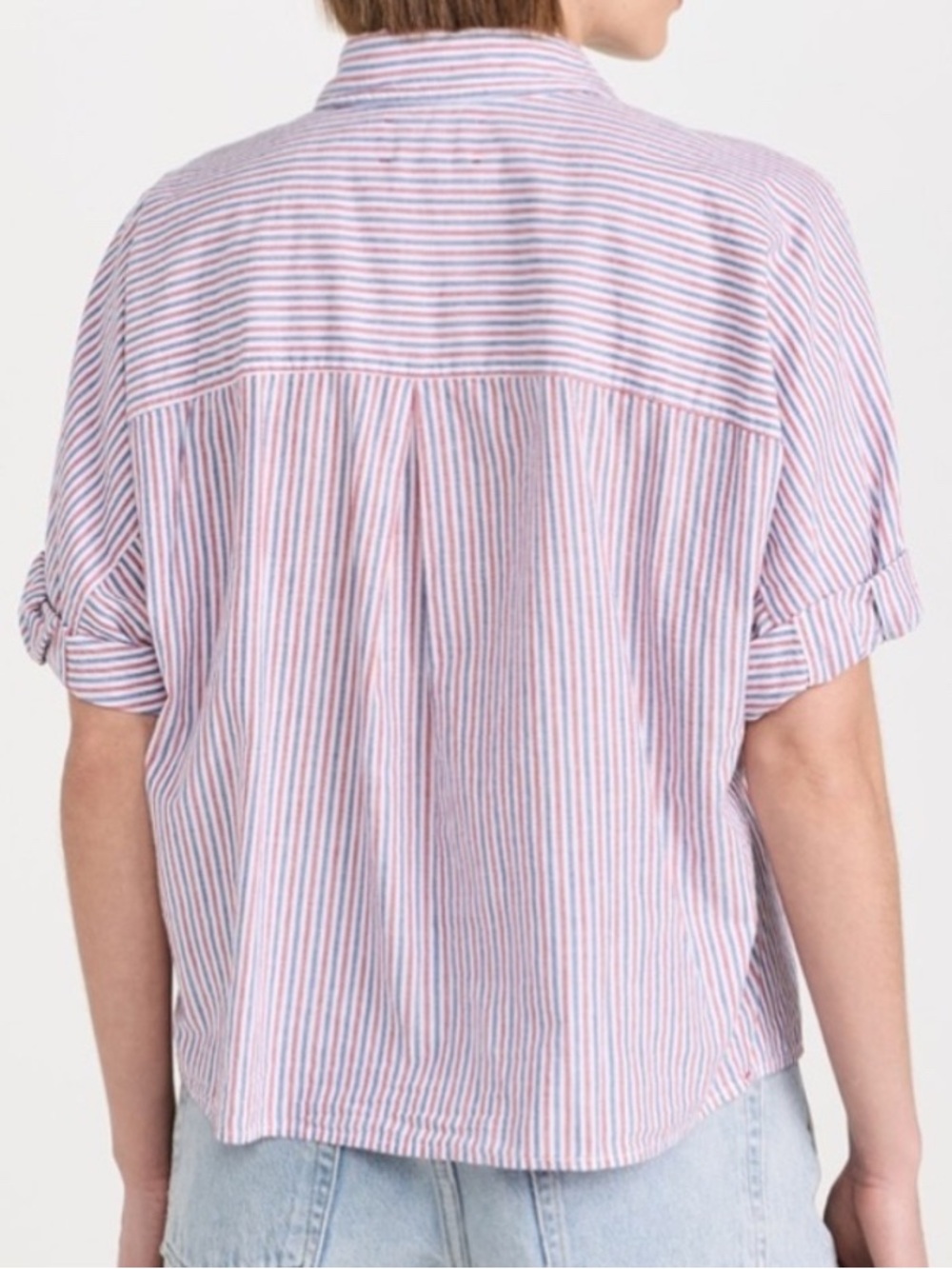 XiRENA Teddy Shirt Striped pink blue 100% Cotton Shirt Size XSmall